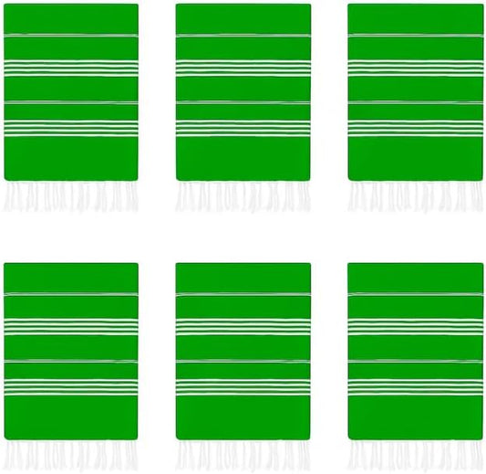 HAVLULAND Turkish Beach Towels, 100% Cotton, Quick-Dry & Sand-Free, Lightweight, Absorbent Bath Towel, Oversized 72"x40" Travel Blanket, Pool & Vacation Stuff Turkish Towels for Adults (Green, 6 Pack)-GravixFit