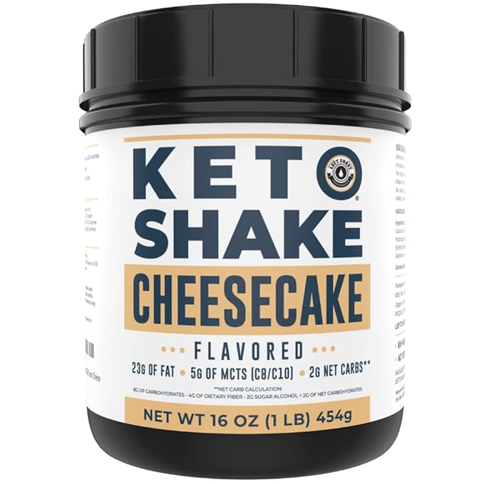 16oz Cheesecake Keto Meal Replacement Shake - Low Carb Keto Protein Powder Mix, High Fat Protein Shake with MCTs from Coconut Oil Powder, Collagen Peptides and Real USA Cream Cheese - 2 Net Carbs-GravixFit