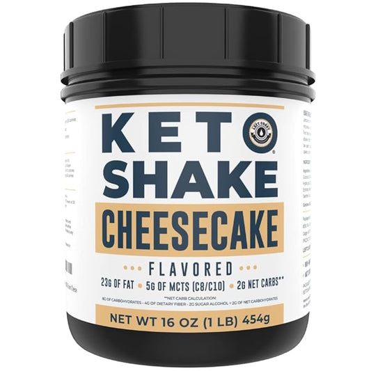 16oz Cheesecake Keto Meal Replacement Shake - Low Carb Keto Protein Powder Mix, High Fat Protein Shake with MCTs from Coconut Oil Powder, Collagen Peptides and Real USA Cream Cheese - 2 Net Carbs-GravixFit