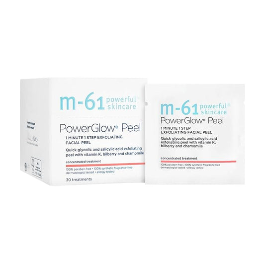 m-61 PowerGlow Peel | Exfoliating Facial Peel With Glycolic, Salicylic Acid. 1 Minute, 1 Step - 30 Treatments-GravixFit