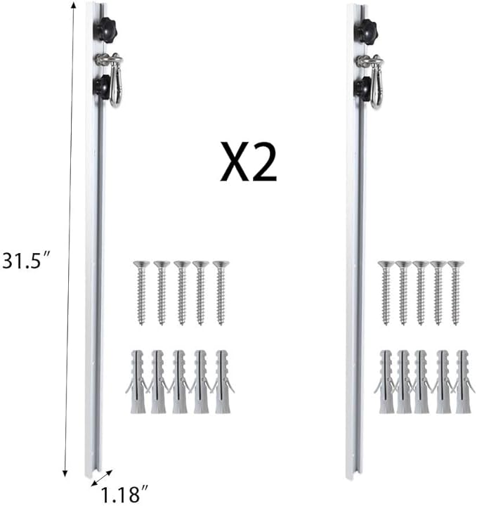 Resistance Band Wall Anchor,Gym Resistance Bands,djustable Workout Wall Anchor System,for Resistance Band Exercises,with 2 Rail and 2 Rail Car,Easy Installation(double set,No Resistance Bands)-GravixFit