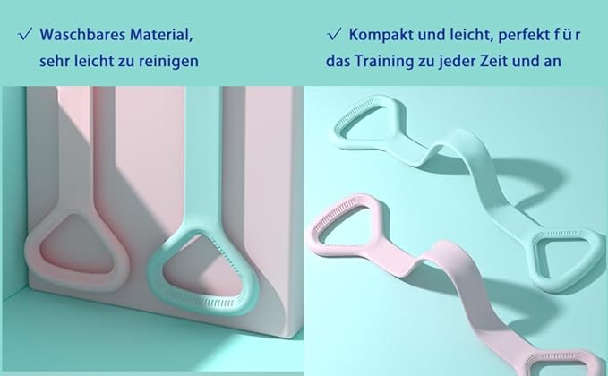 Figure 8 Resistance Band, Arm Back Shoulder Exercise Elastic Rope Stretch Fitness Band, Foot, Leg, Hand Stretcher, Arm Exerciser for Yoga Pilates Stretching Physical Therapy, Home Gym Workout（ Pink-GravixFit