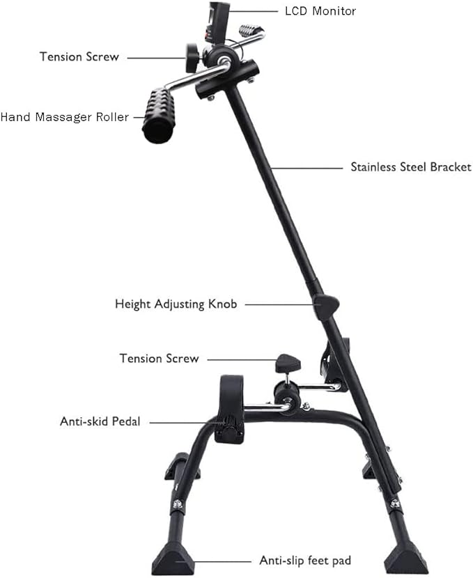 Pedal Exerciser Bike Hand Arm Leg and Knee Peddler Adjustable Fitness Equipment for Seniors, Elderly Home Pedal Exercise Bike for Total Body, with Gift Box & Monitor-GravixFit