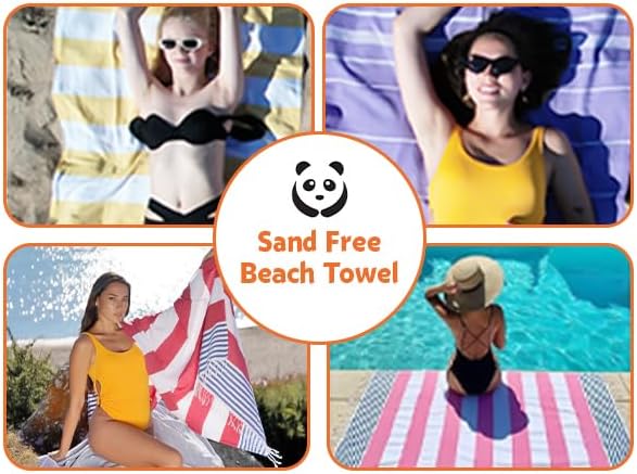 HAVLULAND Set of 6 Turkish Beach Towel Oversized 72"x40" - Sand Free Beach Towels, Lightweight Turkish Towels for Beach, Bath, Pool, Vacation Accessories - Bulk Set-GravixFit