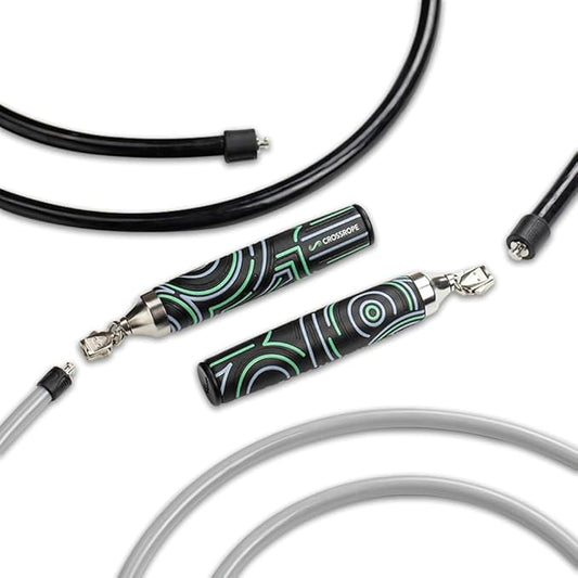 Crossrope Get Strong Set - Weighted Jump Ropes for Strength Training - Improve Power and Endurance in a Fun Jump Rope Workout - 1LB and 2LB Ropes with Power Handles