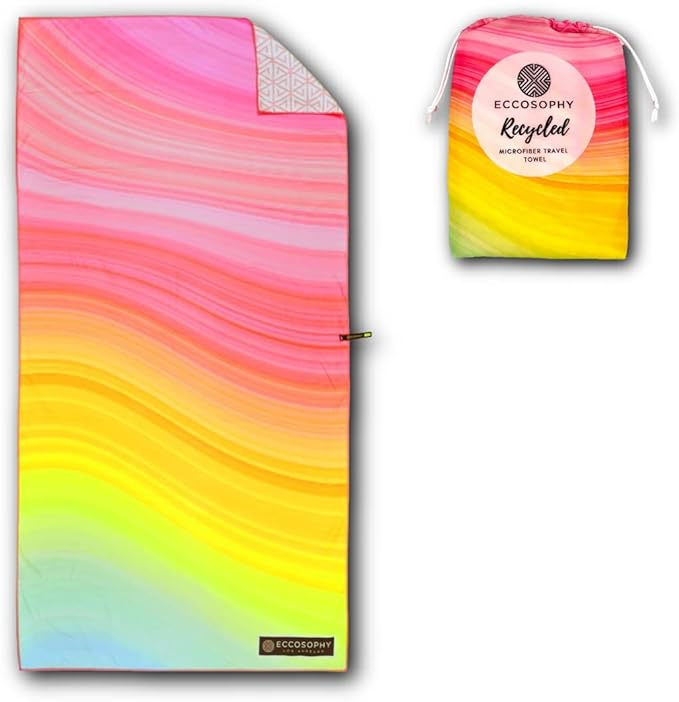 ECCOSOPHY Microfiber Beach Towel - Sand Free Towels are Quick Dry, Light Weight, Super Absorbent - Perfect Pool, Travel, Cruise, Camping Essentials - Oversized Extra Large for Adults 71x35 in-GravixFit