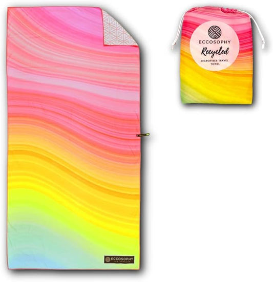 ECCOSOPHY Microfiber Beach Towel - Sand Free Towels are Quick Dry, Light Weight, Super Absorbent - Perfect Pool, Travel, Cruise, Camping Essentials - Oversized Extra Large for Adults 71x35 in-GravixFit