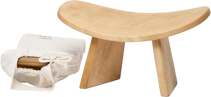 Meditation Bench IKUKO Original, Portable Version with Bag, Locally Handmade Wooden Kneeling Ergonomic Seiza Seat, Prana Yoga - 2 Colors, 3 Height Sizes-GravixFit