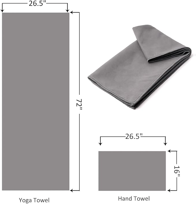 Eunzel 2 Pack Hot Yoga Microfiber Hand Towel Super Absorbent Sweat Towel for Hot Yoga, Pilates and Workout 16" x 26.5", Dark Grey-GravixFit
