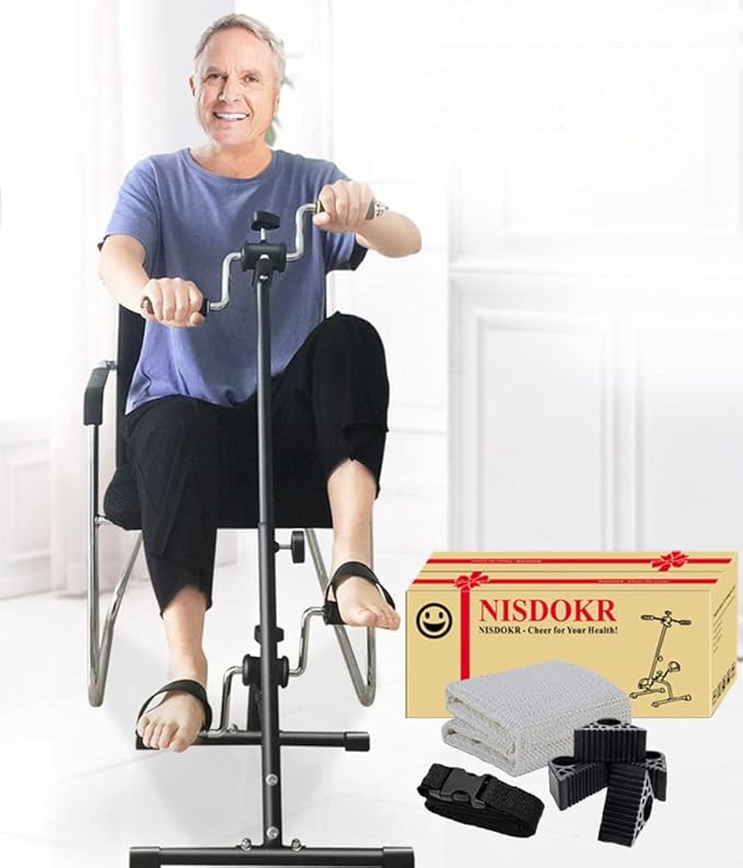Pedal Exerciser Bike Hand Arm Leg and Knee Peddler Adjustable Fitness Equipment for Seniors, Elderly Home Pedal Exercise Bike for Total Body, with Gift Box-GravixFit