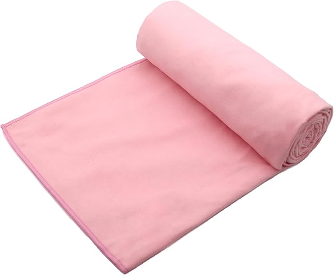 Eunzel Hot Yoga Towel Non Slip Yoga Mat Towel Non-Slip Sweat Absorbent Microfiber Towel for Hot Yoga, Pilates and Workout 72" x 26.5", Pink-GravixFit