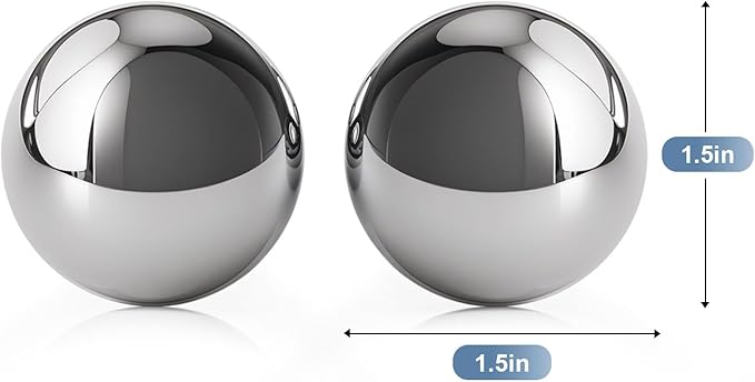 1.5-inch Baoding Balls with Chime: Stainless Steel Baoding Balls, Hand Massage, Meditation Balls — Suitable for Home/Office Exercise, Stress Relief, Anxiety Reduction, and as Holiday Gifts-GravixFit