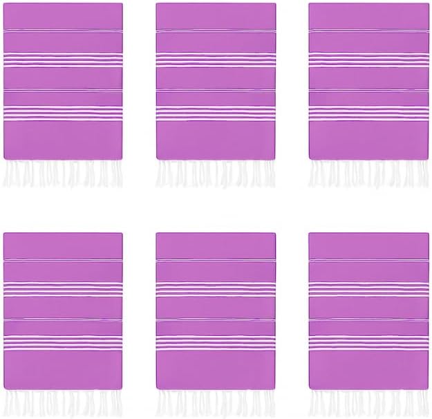 HAVLULAND Turkish Beach Towels Oversized -100% Turkish Cotton Super Soft Lightweight - Absorbent and Quick Drying Bath Towel - Sand Free Beach Towel - Turkish Towels for Adults (Lilac, 6 Pack)-GravixFit