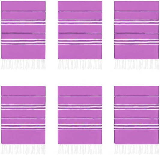 HAVLULAND Turkish Beach Towels Oversized -100% Turkish Cotton Super Soft Lightweight - Absorbent and Quick Drying Bath Towel - Sand Free Beach Towel - Turkish Towels for Adults (Lilac, 6 Pack)-GravixFit