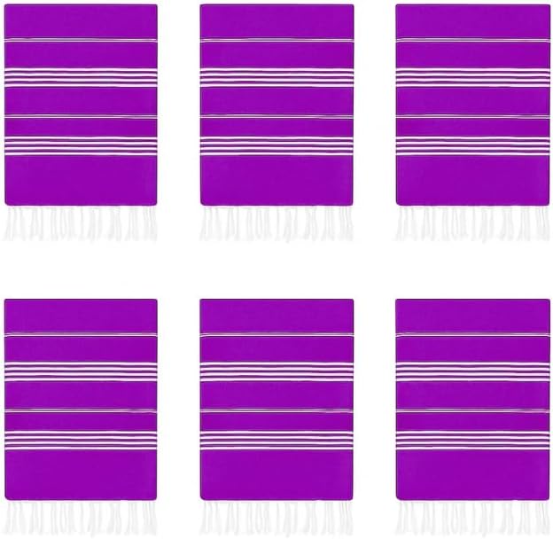 HAVLULAND Turkish Beach Towels Oversized -100% Turkish Cotton Super Soft Lightweight - Absorbent and Quick Drying Bath Towel - Sand Free Beach Towel - Turkish Towels for Adults (Purple, 6 Pack)-GravixFit