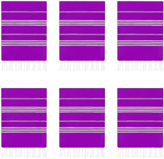 HAVLULAND Turkish Beach Towels Oversized -100% Turkish Cotton Super Soft Lightweight - Absorbent and Quick Drying Bath Towel - Sand Free Beach Towel - Turkish Towels for Adults (Purple, 6 Pack)-GravixFit