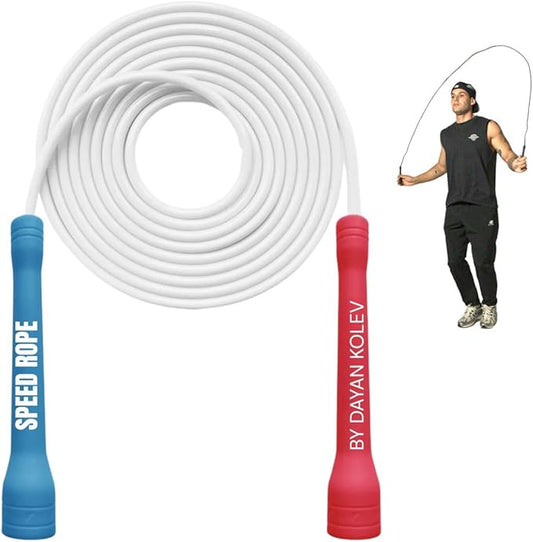 Speed Jump Rope by Dayan Kolev, 5mm PVC Skipping Rope, Great for Beginners and Advanced Athlets, Designed for Fitness, Cardio, Boxing & CrossFit, Adjustable length with Unbreakable Handles-GravixFit