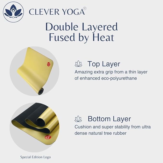 Clever Yoga Liquid Balance Thick Yoga Mat - Pro Exercise Yoga Mat with Non-Slip Surface for Home Gym, Earth-Friendly & Recyclable Pilates and Workout Pad Women & Men, 4.5 mm-GravixFit