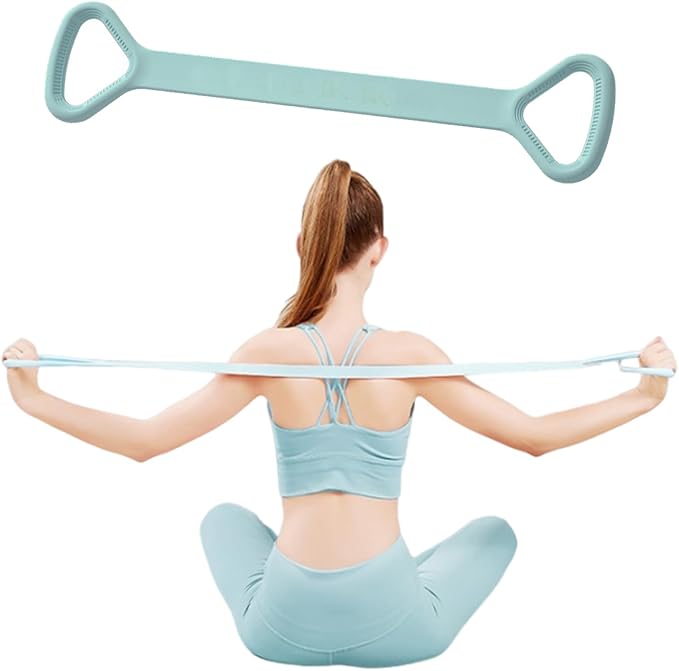 Figure 8 Resistance Band, Arm Back Shoulder Exercise Elastic Rope Stretch Fitness Band, Foot, Leg, Hand Stretcher, Arm Exerciser for Yoga Pilates Stretching Physical Therapy, Home Gym Workout-GravixFit