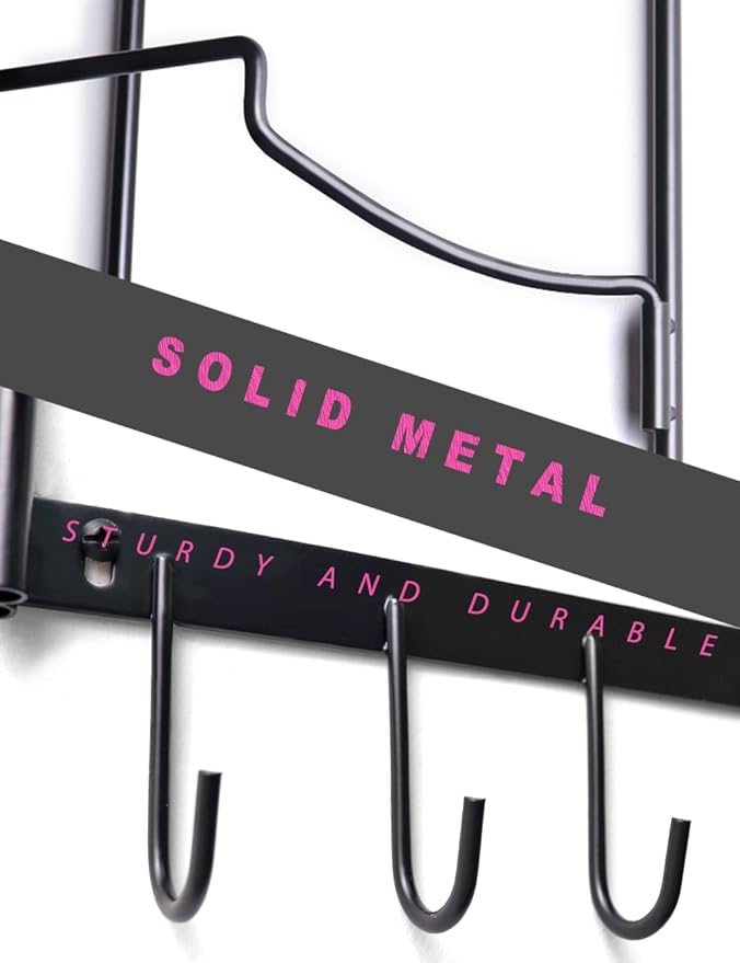 MRZZATA 5-Tiers Yoga Mat Holder Wall Mount, Metal Storage Rack for Mats/Wheels, Foam Roller and Block, Wall Rack with 3-Hooks for Hanging Stretching Strap, Resistance Bands, Yoga Accessories-GravixFit