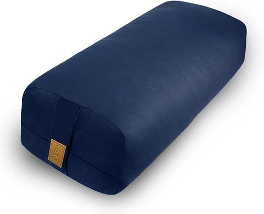 Yoga Bolster (26x10.5x5.5 in) Supportive Yoga Cushion for Restorative Yin Yoga Accessories Rectangular Bolster for Stretching Meditation Pillow 100% Organic Cotton Removable Washable Cover-GravixFit
