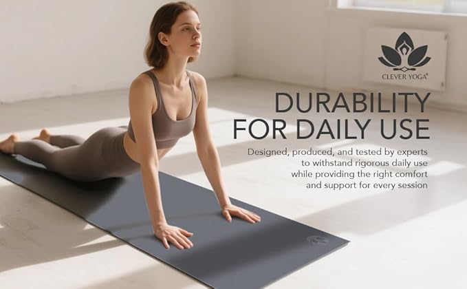 Clever Yoga - 7 Piece Yoga Kit for Women & Men, 6mm Cushioned Mat, 2 Blocks, Strap, Mat and Hand Towels & Carrying Bag - Starter Yoga Set, Accessories & Equipment for Home Workout-GravixFit