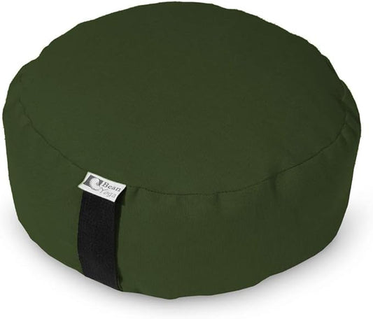 Bean Products Zafu Meditation Pillows for Sitting on Floor, Yoga Cushion, Cotton/Buckwheat Fill Yoga Pillow, Zafu Meditation Cushion, Zen Kneeling Prayer Pad- Made in USA - 14" Round - Earth-GravixFit
