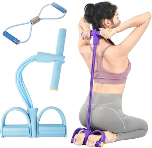 6 Tube Pedal Ankle Puller with 8 Shape Resistance Band, Fitness Resistance Bands for Women, Exercise Bands with Handles, Workout Bands for Abdomen, Waist, Leg, Hip-GravixFit