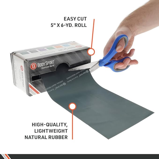 BodySport® Exercise Band, 5 in. x 6 yd. - Professional Resistance Bands for Home Fitness & Gym Exercises - Workout & Rehab Equipment-GravixFit