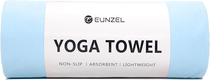 Eunzel Hot Yoga Towel Non Slip Yoga Mat Towel Non-Slip Sweat Absorbent Towel for Hot Yoga, Pilates and Workout 72" x 26.5", Blue-GravixFit
