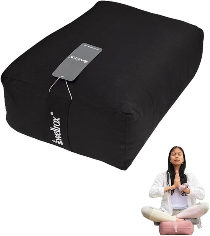 Rectangular Yoga Bolster Pillow, 18" x 12" x 6", Pink Cotton-GravixFit