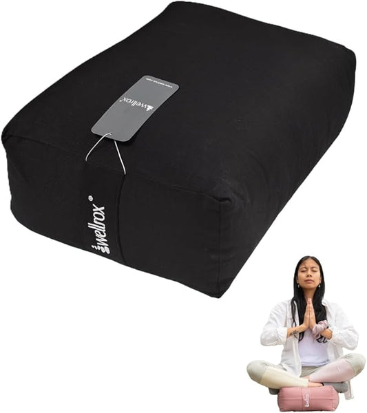 Rectangular Yoga Bolster Pillow, 18" x 12" x 6", Pink Cotton-GravixFit