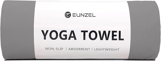 Eunzel Hot Yoga Towel Non Slip Yoga Mat Towel Non-Slip Sweat Absorbent Microfiber Towel for Hot Yoga, Pilates and Workout 72" x 26.5", Dark Grey-GravixFit