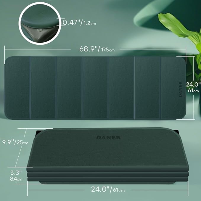 Foldable Yoga Mat 12mm Extra Thick Joint Protection,Portable Design for Travel/Pilates/Board/Camping,Environmental Sports Mat Non-Slip Gym Mat,Odorless POE Material-GravixFit