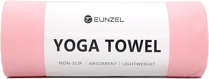 Eunzel Hot Yoga Towel Non Slip Yoga Mat Towel Non-Slip Sweat Absorbent Microfiber Towel for Hot Yoga, Pilates and Workout 72" x 26.5", Pink-GravixFit