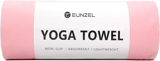 Eunzel Hot Yoga Towel Non Slip Yoga Mat Towel Non-Slip Sweat Absorbent Microfiber Towel for Hot Yoga, Pilates and Workout 72" x 26.5", Pink-GravixFit