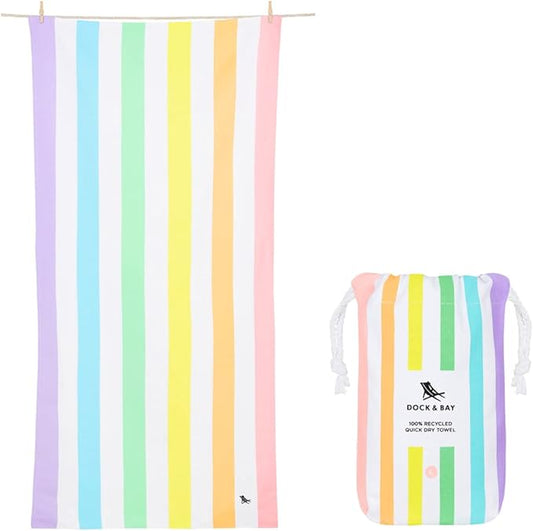 Dock & Bay Beach Towel - Quick Dry, Sand Free - Compact, Lightweight - 100% Recycled - Includes Bag - Summer - Unicorn Waves - Large (160x90cm, 63x35)-GravixFit
