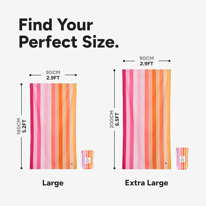 Dock & Bay Quick Drying Towel - for Sports & Gym - Compact, Lightweight - 100% Recycled - Includes Bag - Summer - Miami Sorbet, Extra Large (200x90cm, 78x35)-GravixFit