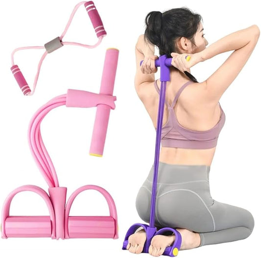6 Tube Pedal Ankle Puller with 8 Shape Resistance Band, Fitness Resistance Bands for Women, Exercise Bands with Handles, Workout Bands for Abdomen, Waist, Leg, Hip-GravixFit