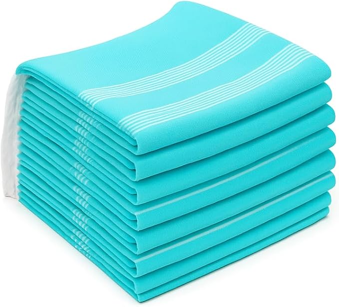 HAVLULAND Turkish Cotton Beach Towels, Bath Towel, Oversized 72"x40", Quick-Dry, Absorbent, Lightweight, Sand-Free, Ideal for Beach, Pool, Yoga, Travel, Camping Pack of 6 Turquoise-GravixFit