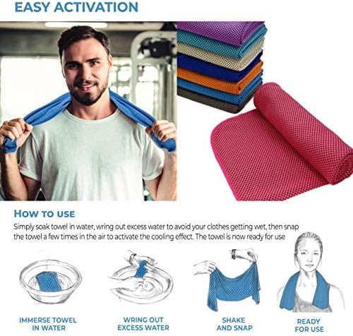 4 Packs Cooling Towel (40 x 12), Ice Towel, Microfiber, Soft Breathable Chilly Towel Stay Cool for Yoga, Workout, Sport, Gym, Camping, Fitness, Running, Workout & More Activities - Multicolor-GravixFit