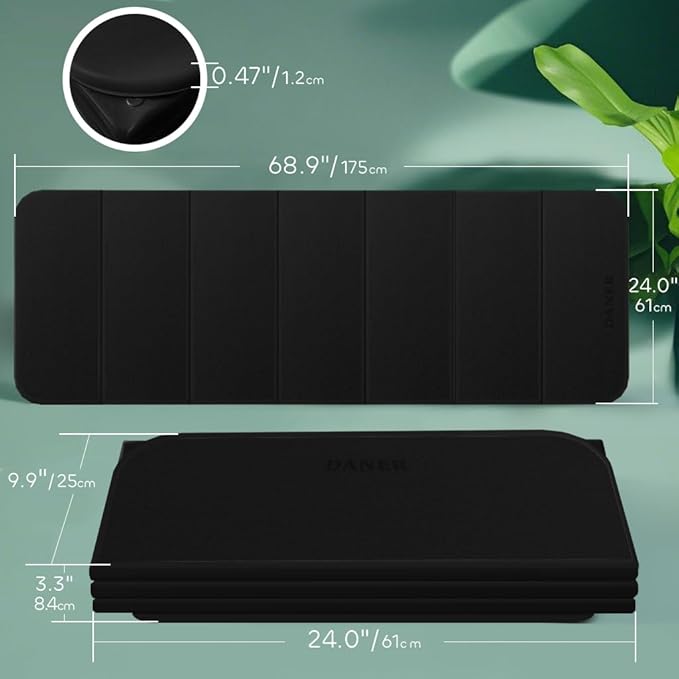 Foldable Yoga Mat 12mm Extra Thick Joint Protection,Portable Design for Travel/Pilates/Board/Camping,Environmental Sports Mat Non-Slip Gym Mat,Odorless POE Material-GravixFit