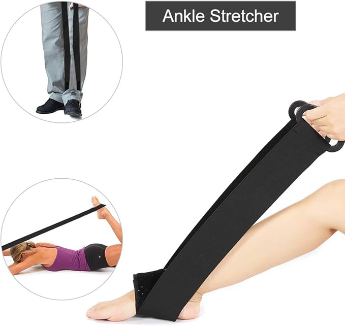 ZJchao Stretching Strap Yoga Strap, Foot Drop Fascitis Plantar Ankle Training Belt, Exercise Strap, Black, OK Cloth-GravixFit