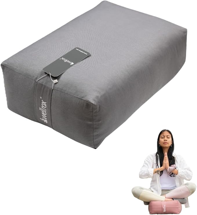 Rectangular Yoga Bolster Pillow, 18" x 12" x 6", Pink Cotton-GravixFit