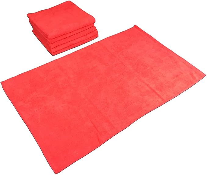 Arkwright Microfiber Gym Towel - Pack of 12 - Super Soft, Quick Dry Workout Sweat Towels, 300 GSM Lightweight & Absorbent for Sports, Working Out, Yoga, and Spa, 16 x 27 in, Red-GravixFit