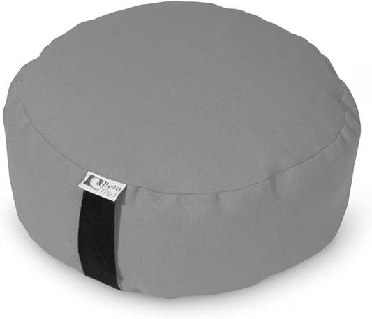 Bean Products Zafu Meditation Pillows for Sitting on Floor, Yoga Cushion, Cotton/Buckwheat Fill Yoga Pillow, Zafu Meditation Cushion, Zen Kneeling Prayer Pad- Made in USA - 14" Round - Stone Gray-GravixFit