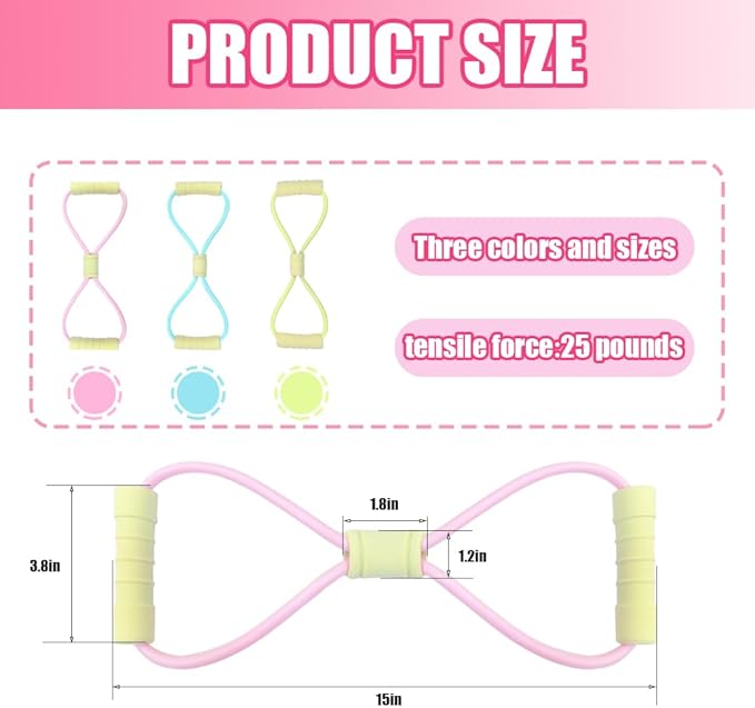 Figure 8 Fitness Resistance Bands with Handles, Yoga Resistance Band Stretch Fitness Band, Chest Expander, for Arm and Shoulder Stretch, Rope 8 Word Elastic for Women and Men（3 Pack）-GravixFit