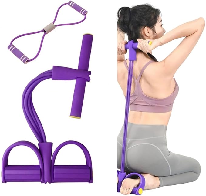 6 Tube Pedal Ankle Puller with 8 Shape Resistance Band, Fitness Resistance Bands for Women, Exercise Bands with Handles, Workout Bands for Abdomen, Waist, Leg, Hip-GravixFit