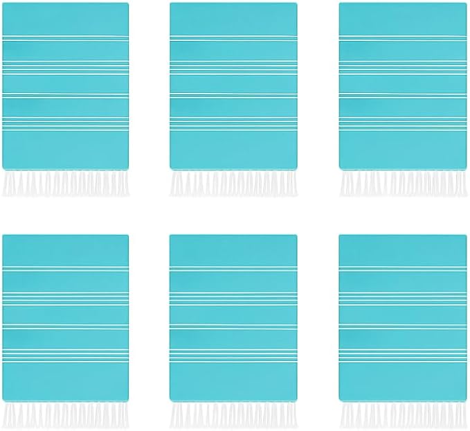 HAVLULAND Turkish Cotton Beach Towels, Bath Towel, Oversized 72"x40", Quick-Dry, Absorbent, Lightweight, Sand-Free, Ideal for Beach, Pool, Yoga, Travel, Camping Pack of 6 Turquoise-GravixFit
