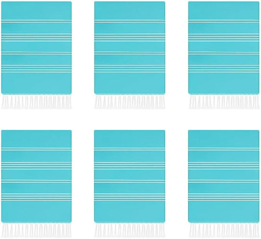HAVLULAND Turkish Cotton Beach Towels, Bath Towel, Oversized 72"x40", Quick-Dry, Absorbent, Lightweight, Sand-Free, Ideal for Beach, Pool, Yoga, Travel, Camping Pack of 6 Turquoise-GravixFit